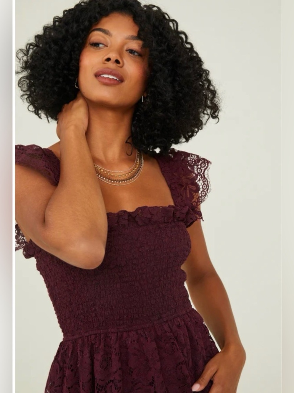 Altar’d State Lace Midi Dress - Color: WINETASTING